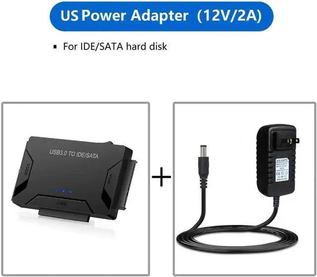 Alt view image 3 of 7 - JAENFONG USB 3.0 to IDE/SATA Converter Hard Drive Adapter with Power Switch for 2.5"/3.5"SATA HDD/SSD & IDE HDD Drives Optical Drive, Support 6TB, Include 12V 2A Power Adapter & USB 3.0 Cable