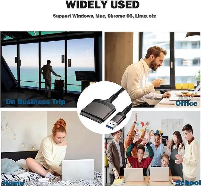 Alt view image 6 of 7 - JAENFONG SATA to USB 3.0 Adapter Cable, USB 3.0 to SATA III Hard Drive Adapter for 2.5'' SSD/HDD Data Transfer, Support UASP - 9 Inchs, Aluminum Shell & Nylon Cordd