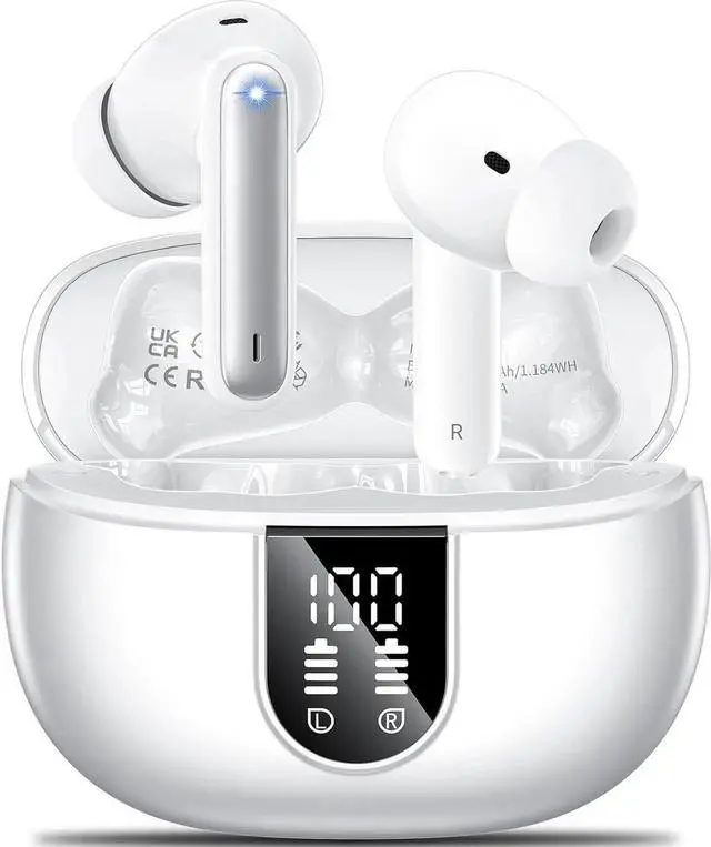 Main image of Wireless Earbuds, 2023 Wireless Headphones HiFi Stereo Earphones with 4 ENC Noise Canceling Mic, 42Hs Playtime In Ear Earbud, Bluetooth 5.3 Sport Earphones with LED Power Display for Android iO