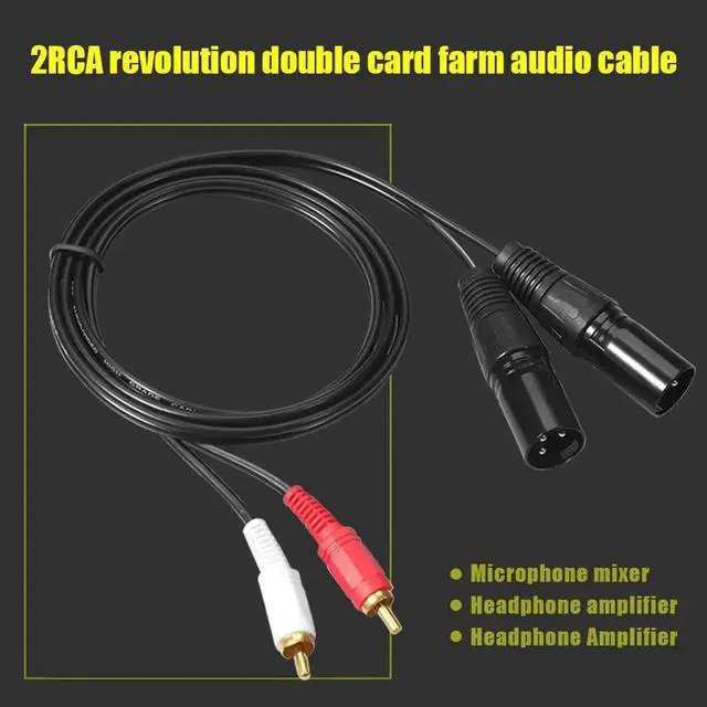 Alt view image 7 of 7 - RCA to 2 RCA Male to Male Audio Cable for Mixer Home Theater TV Amplifier Sound