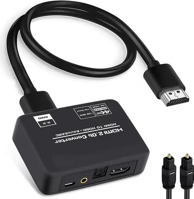 Main image of JAENFONG 4K@60Hz HDMI 2.0b Audio Extractor Splitter Converter, HDMI to HDMI + Optical Toslink SPDIF + 3.5mm Stereo Analog Audio, HDMI Audio Embedder Inserter for PS5,Xbox, Optical Fiber Included