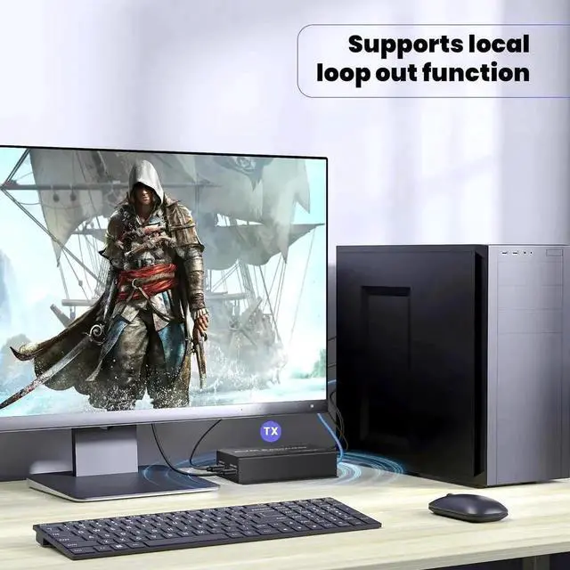 Alt view image 7 of 7 - JAENFONG492FT HDMI KVM USB Extender Kit, 1080P HDMI Ethernet Extender Balun Transmitter Receiver Over Cat 5e/6/7 Cable with Loopout Function-USB Keyboard Mouse, 150M lossless Transmission KVM Extender