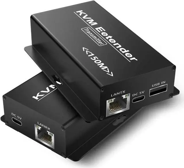 Main image of JAENFONG492FT HDMI KVM USB Extender Kit, 1080P HDMI Ethernet Extender Balun Transmitter Receiver Over Cat 5e/6/7 Cable with Loopout Function-USB Keyboard Mouse, 150M lossless Transmission KVM Extender