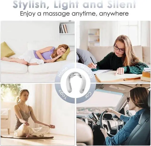 Alt view image 4 of 7 - JAENFONG Intelligent Neck Massager, Wireless Electric Pulse Neck Massager-Portable 3D Travel Neck Massage Equipment with Heating + Vibration + Impulse Function, Use at Home, Car, Office and Travel