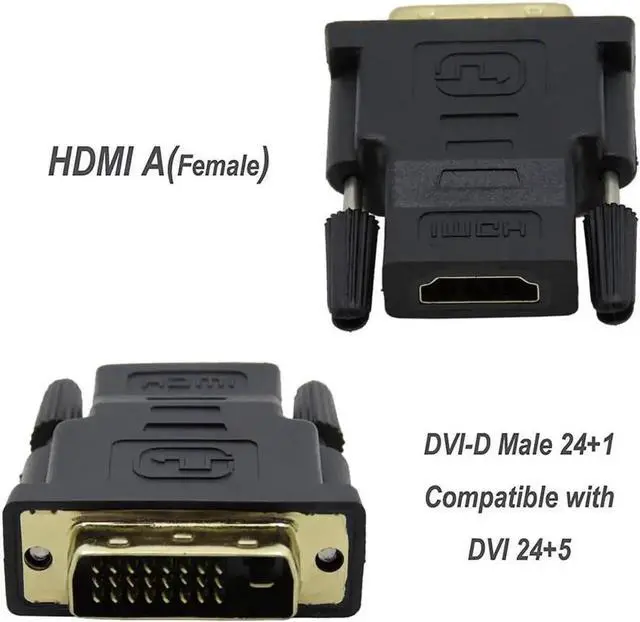 Alt view image 2 of 7 - JAENFONG DVI to HDMI Adapter, Hannord Bidirectional DVI (DVI-D) to HDMI 1080P Male to Female Converter with Gold-Plated Cord 2 Pack (Black)