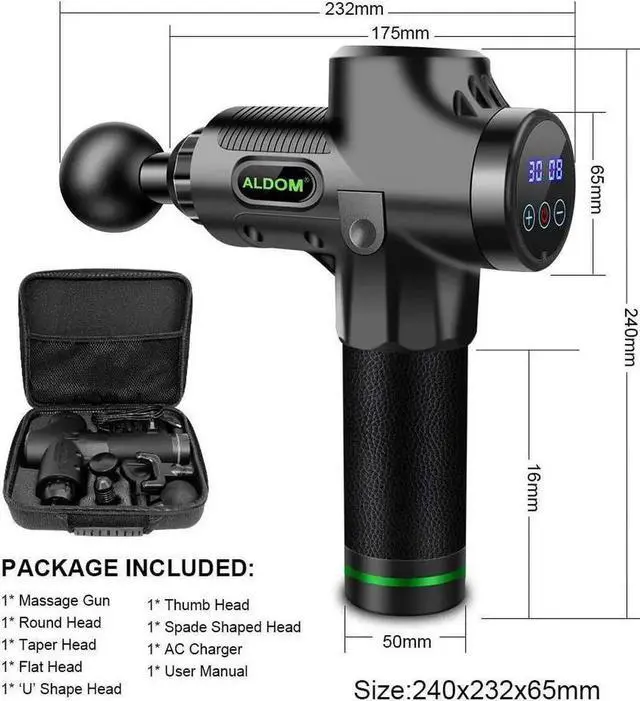 Alt view image 2 of 7 - JAENFONG Massage Gun Muscle Massager Deep Tissue Percussion Massager Cordless 30 Speed Level Professional Handheld Electric Body Massager Sports Drill with 6 Heads Helps Relieve Muscle Soreness