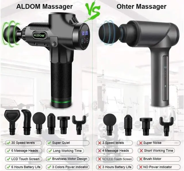 Alt view image 3 of 7 - JAENFONG Massage Gun Muscle Massager Deep Tissue Percussion Massager Cordless 30 Speed Level Professional Handheld Electric Body Massager Sports Drill with 6 Heads Helps Relieve Muscle Soreness