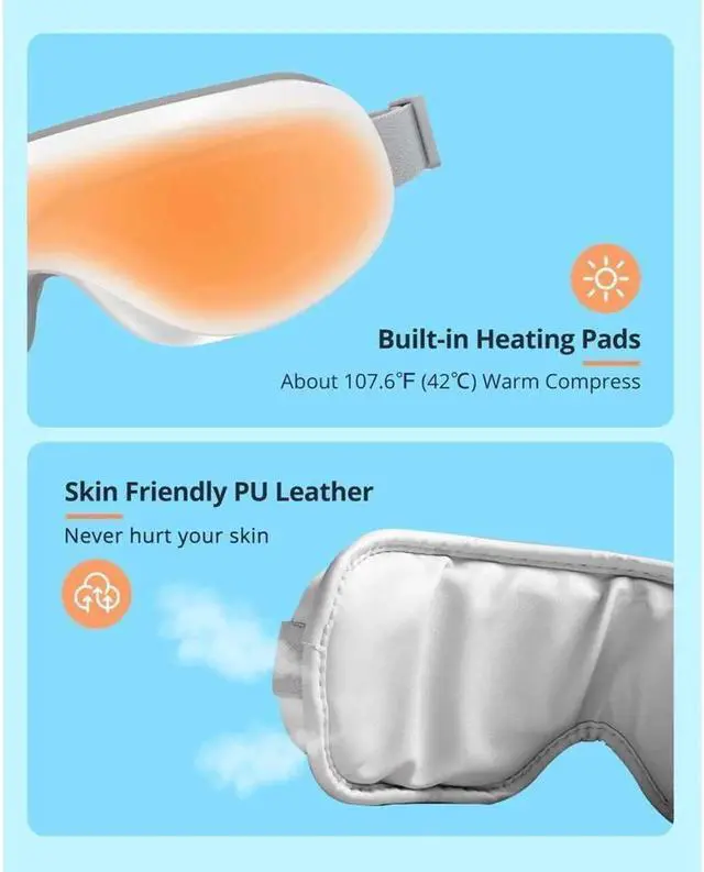 Alt view image 4 of 7 - JAENFONG Eye Massager with Heat, Bluetooth Music Heated Massager for Migraines, Relax and Reduce Eye Strain Dark Circles Eye Bags Dry Eye Improve Sleep, Ideal Gifts for Women/Men