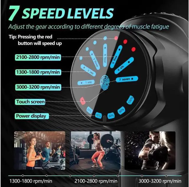 Alt view image 3 of 6 - JAENFONG Massage Gun Deep Tissue Muscle Massager, Percussion Massage Gun for Pain Relief, Portable Quiet Handheld Relaxation Electric Sport Massager (Gray)