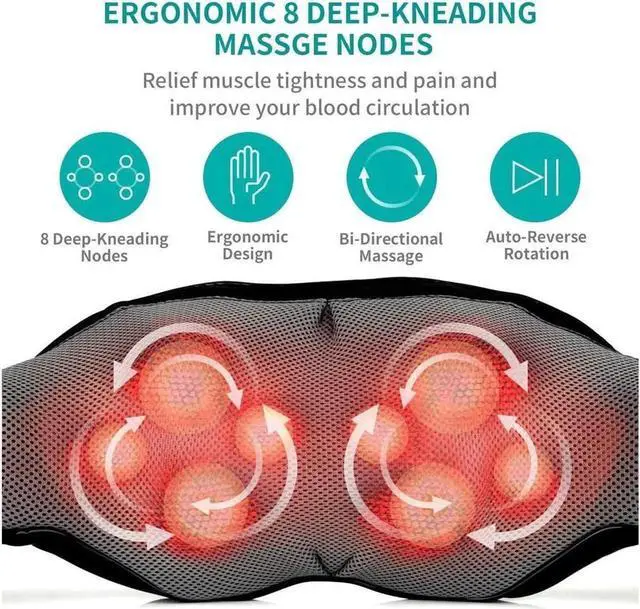 Alt view image 4 of 7 - JAENFONG Shiatsu Neck and Back Massager with Soothing Heat, Electric Deep Tissue 3D Kneading Massage Pillow for Shoulder, Leg, Body Muscle Pain Relief, Home, Office, and Car Use