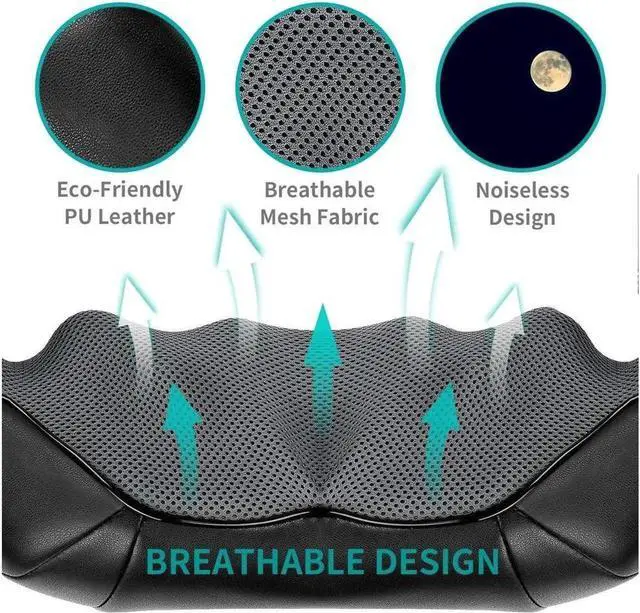 Alt view image 5 of 7 - JAENFONG Shiatsu Neck and Back Massager with Soothing Heat, Electric Deep Tissue 3D Kneading Massage Pillow for Shoulder, Leg, Body Muscle Pain Relief, Home, Office, and Car Use