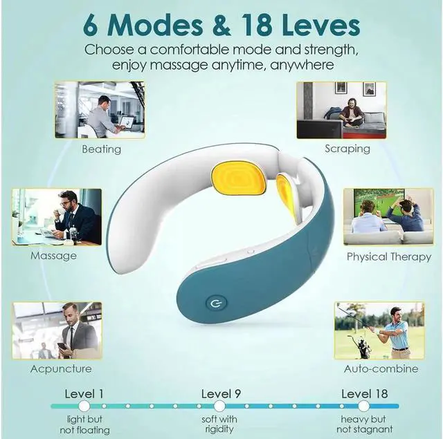 Alt view image 6 of 7 - JAENFONG Intelligent Neck Massagers Portable Neck Massage with Heat,Impulse Function,Support APP and Remote Control ,Use at Home, Outdoor, Office, Car