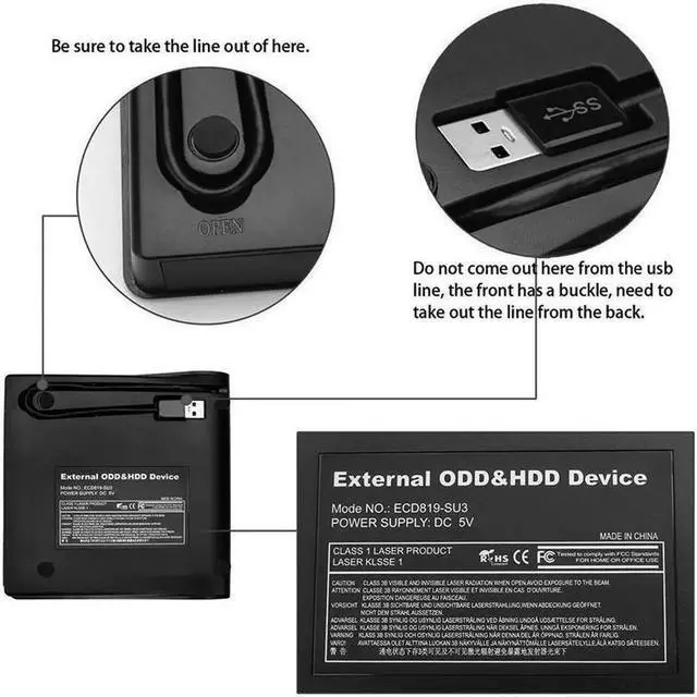 Alt view image 5 of 6 - JAENFONG USB 3.0 DVD-RW DVD-ROM CD-RW Read Writer Burner External Drive for PC Laptop