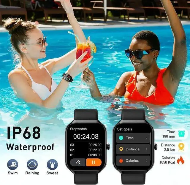 Alt view image 7 of 7 - JAENFONG Smart Watch(Answer/Make Call), 1.96" Smartwatch for Men Women, Fitness Activity Tracker with 110+ Sport Modes/Heart Rate/Sleep Monitor/Pedometer, IP68 Waterproof Fitness Watch for Android IOS