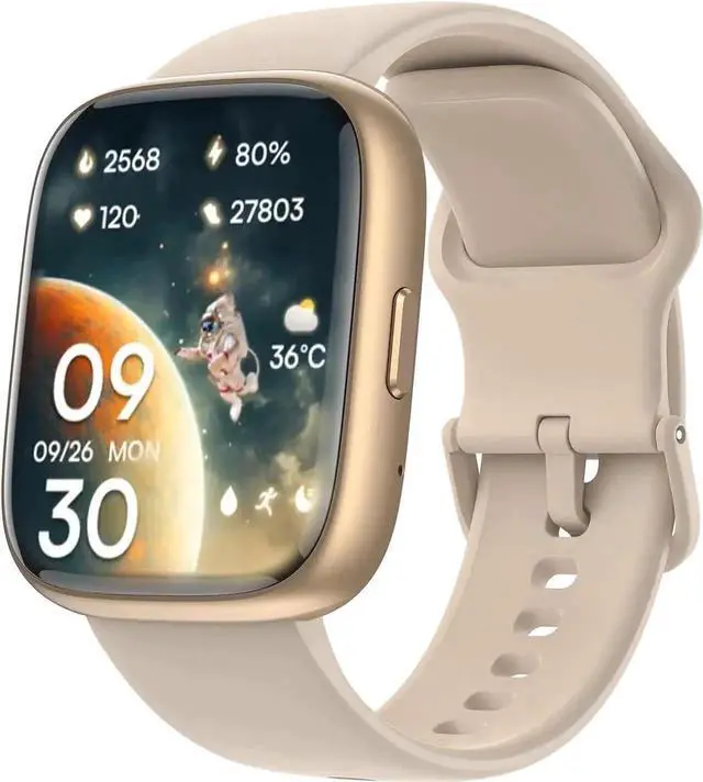 Main image of JAENFONGSmart Watch, Alexa Built-in Smartwatch(Answer/Make Calls),1.83" HD Fitness Tracker,IP68 Waterproof 100+ Sport Mode Activity Tracker,Heart Rate SpO2 Sleep Monitor, iOS Android Compatible (Gold)