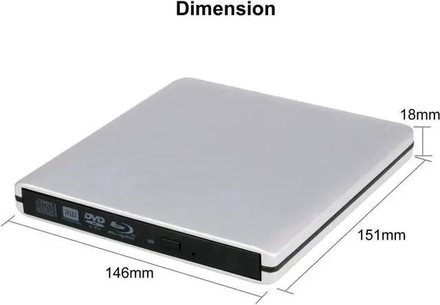Alt view image 2 of 7 - JAENFONG External 3D Blu ray CD DVD Drive, Portable USB 3.0 and Type-C Blu-ray CD/DVD+/-RW Burner Player Writer Reader Rewriter for PC Netbook Laptop Desktop with Mac OS Windows XP/7/8/10 Silver