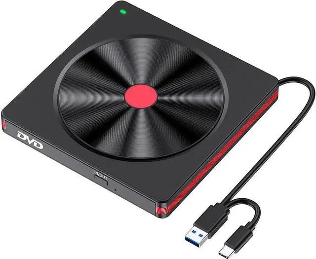 Main image of JAENFONG External DVD CD Drive, USB 3.0 & Type-C Portable CD DVD+/-RW Burner Optical Drives CD ROM/DVD Player Reader DVD Drive External for PC Laptop Desktop Windows 11/10/8/7 Linux/MacOS