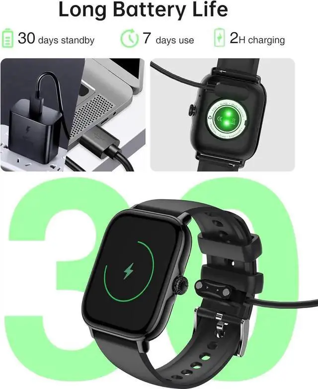 Alt view image 3 of 7 - Smart Watch for Men Women - 1.85" Fitness Tracker Watch with Answer/Make Calls, Heart Rate Sleep Monitor, 111+ Sports, Step Counter, IP68 Waterproof Smartwatch Compatible with Android iOS Gifts