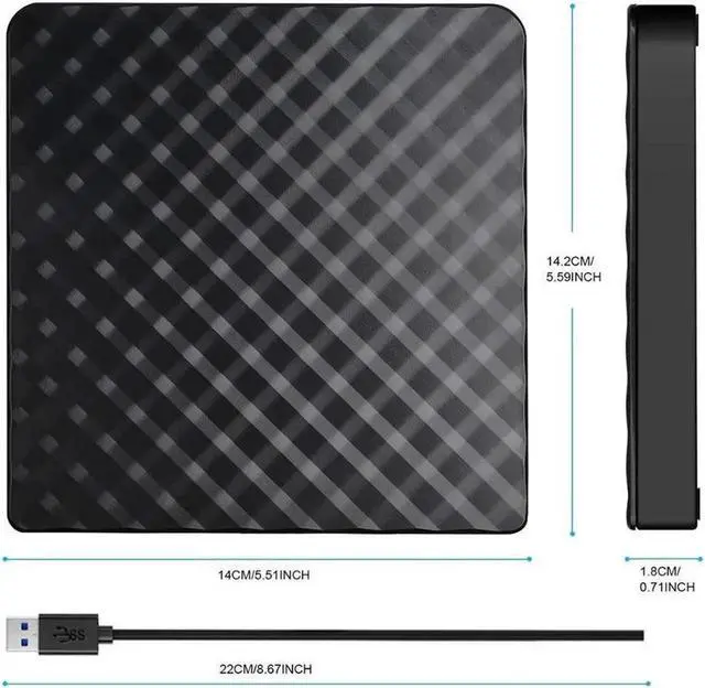 Alt view image 6 of 7 - JAENFONG USB 3.0 External CD Drive, KEHIPI CD/DVD-RW Drive, CD-RW Rewriter Burner Superdrive for High Speed Data Transfer for Laptop Notebook PC Desktop Support Windows/Vista/7/8.1/10 (Black)