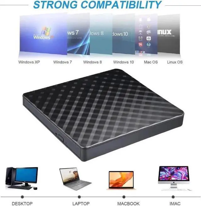 Alt view image 2 of 7 - JAENFONG USB 3.0 External CD Drive, KEHIPI CD/DVD-RW Drive, CD-RW Rewriter Burner Superdrive for High Speed Data Transfer for Laptop Notebook PC Desktop Support Windows/Vista/7/8.1/10 (Black)