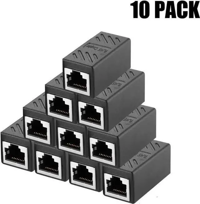 Main image of JAENFONG (10Pack, Black) RJ45 Coupler Female to Female Ethernet Coupler in-Line Coupler for Cat7 Cat6 Cat5 Cat5e Ethernet Cable Extender Adapter