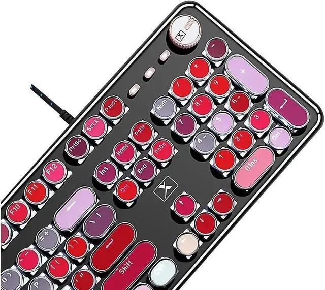 Alt view image 4 of 7 - JAENFONG Typewriter Style Mechanical Gaming Keyboard, Retro Steampunk Vintage Keyboard with White