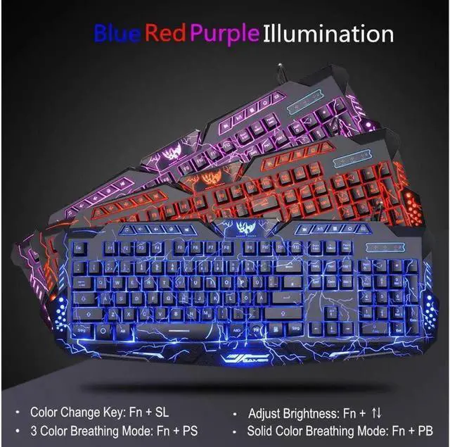 Alt view image 5 of 7 - JAENFONG Gaming Keyboard and Mouse,USB Wired Backlit Gaming Mouse and Keyboard Combo,Letters Glow