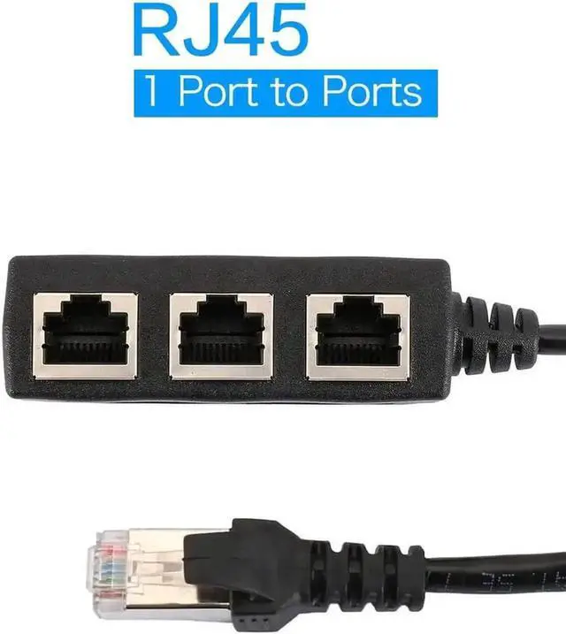 Alt view image 4 of 7 - JAENFONG RJ45 Ethernet Splitter, RJ45 1 Male to 3 x Female LAN Ethernet Splitter Adapter Cable Suitable Super Cat5, Cat5e, Cat6, Cat7 LAN Ethernet Socket Connector Adapter-Black