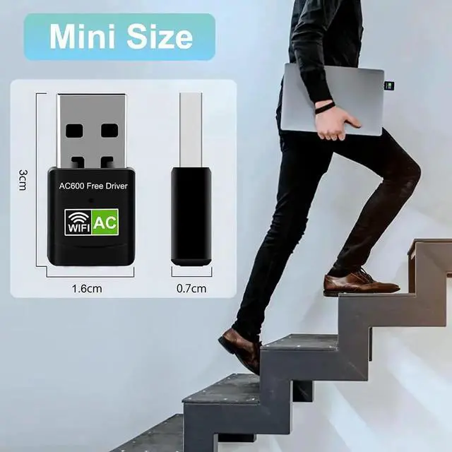 Alt view image 2 of 6 - USB WiFi Adapter, 600Mbps Mini Wireless WiFi Network Adapters for Desktop Computer/Notebook PC, Dual Band 5G+2.4G WiFi Dongle Laptop External Network Card for Windows 11/10/8/XP etc, No Need CD Drive