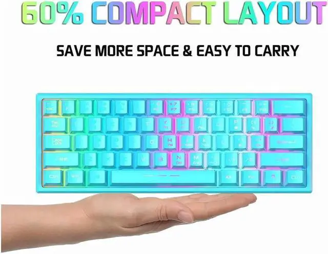 Alt view image 6 of 6 - JAENFONG Wireless Gaming Keyboard and Mouse Combo,61 Key Rainbow Backlit Keyboard with Rechargeable 4000mAh,Mechanical Feel,Ergonomic,Quiet,RGB Mute Mice and Mousepad for PS4,Xbox One,Desktop,PC Blue
