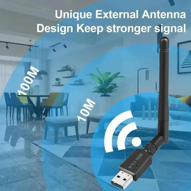 Alt view image 4 of 7 - USB Bluetooth Adapter 5.3 , Long-Distance Bluetooth 5.3 Dongle PC, 100M Audio Transmission, Low Latency EDR Bluetooth Receiver for Bluetooth Keyboard Mouse, Support Windows 10/11/8.1 (Plug and Play)