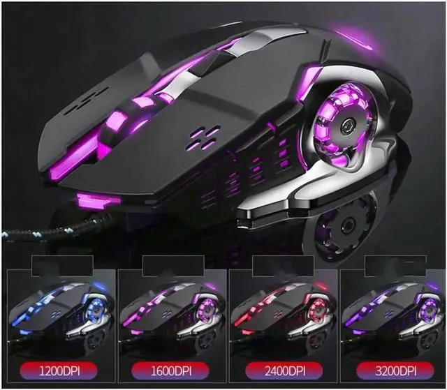 Alt view image 4 of 7 - JAENFONG V2 19 Non-conflicting Keys, Ergonomic Design, Cool Exterior Mechanical Feeling Rainbow Backlit LED Light Wired Keyboard And 3200DPI Mouse Gaming Combo For Office And Game - Black