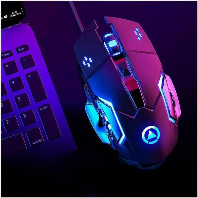 Alt view image 3 of 7 - JAENFONG V2 19 Non-conflicting Keys, Ergonomic Design, Cool Exterior Mechanical Feeling Rainbow Backlit LED Light Wired Keyboard And 3200DPI Mouse Gaming Combo For Office And Game - Black