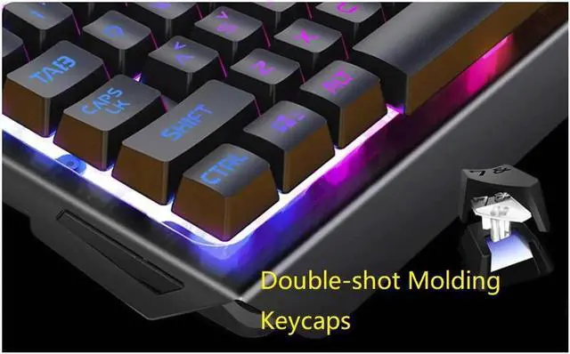 Alt view image 6 of 7 - JAENFONG V2 19 Non-conflicting Keys, Ergonomic Design, Cool Exterior Mechanical Feeling Rainbow Backlit LED Light Wired Keyboard And 3200DPI Mouse Gaming Combo For Office And Game - Black