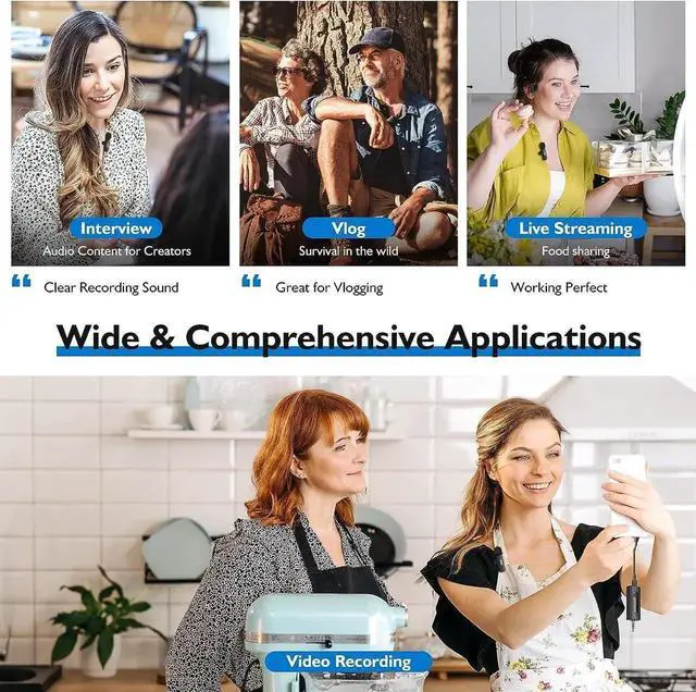 Alt view image 5 of 7 - Professional Wireless Lavalier Microphone for iPhone, Android Phone, Camera - Recording Omnidirectional Condenser Mic Ultra Low Delay, Lapel Noise canceling Mic for Video YouTube Interview Tikt