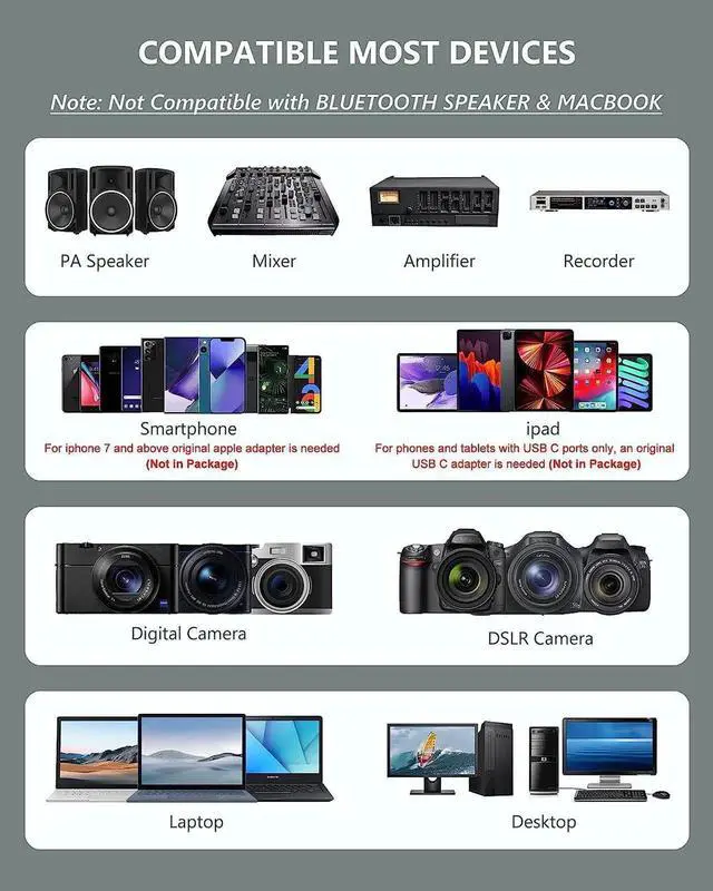 Alt view image 3 of 7 - Wireless Microphone System Headset Mic/Stand Mic/Lavalier Lapel Mic with Rechargeable Bodypack Transmitter & Receiver1/4" Output for iPhone,PA Speaker,DSLR Camera,Recording,Teaching,Church,Vlog