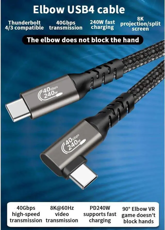 Alt view image 7 of 7 - JAENFONG USB4.0 Fast Charging Data Cable, Thunderbolt 4 Cable, USB-C to USB-C Cable, 240w Charging Cord, Supports 8K@60Hz Display & 40Gbps Data Transfer Braided Cable For Laptop MacBooks Pro,1.64ft