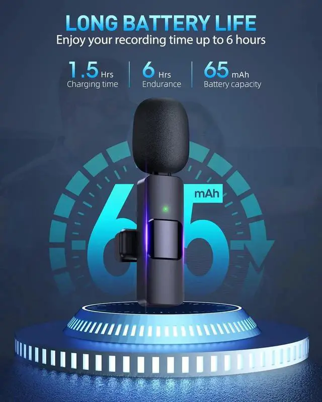 Alt view image 3 of 7 - JAENFONG Wireless Mini Microphone, Microphone for iPhone iPad, Wireless Microphones, Wireless Lavalier Microphone, Professional Microphone for iPhone Video Recording, YouTube, Vlog, TikTok Gloss Black