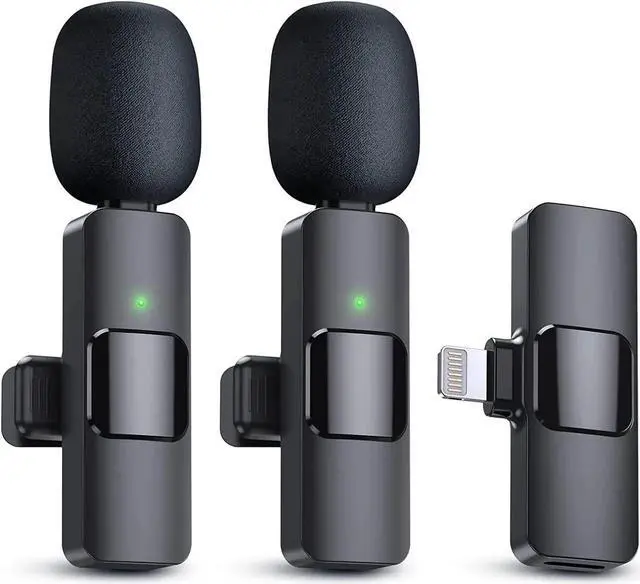 Main image of JAENFONG 2 Pack Wireless Lavalier Microphones for iPhone, iPad - Crystal Clear Sound Quality for Recording, Live Streaming, YouTube, Facebook, TikTok