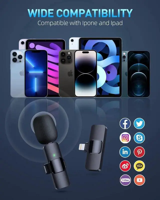 Alt view image 4 of 7 - JAENFONG 2 Pack Wireless Lavalier Microphones for iPhone, iPad - Crystal Clear Sound Quality for Recording, Live Streaming, YouTube, Facebook, TikTok