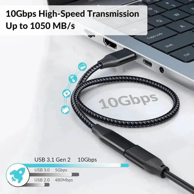 Alt view image 2 of 7 - JAENFONG USB C Female to USB Male Adapter USB 3.2 (1 Ft), 3A Fast Charging USB A to USB C Adapter with 10Gbps Data Transfer and Charging for Laptop, PC, Flash Disk, Quest Link, Charger