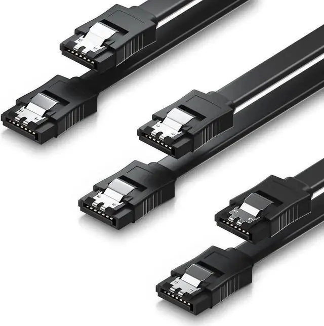 Main image of JAENFONG SATA Cable III, 3 Pack SATA Cable III 6Gbps Straight HDD SDD Data Cable with Locking Latch 15.75 Inch Compatible for SATA HDD, SSD, CD Driver, CD Writer - Black