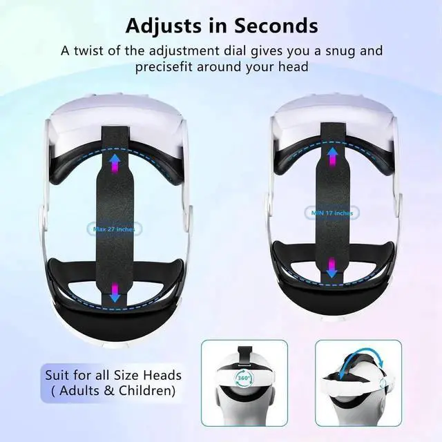 Alt view image 2 of 7 - Head Strap for Meta Quest 3, Comfort Adjustable Elite Strap Replacement for O-culus Quest 3 Reduce Pressure, Soft Cushion VR Headset Accessories For Longer immersion in Virtual Reality Video Games