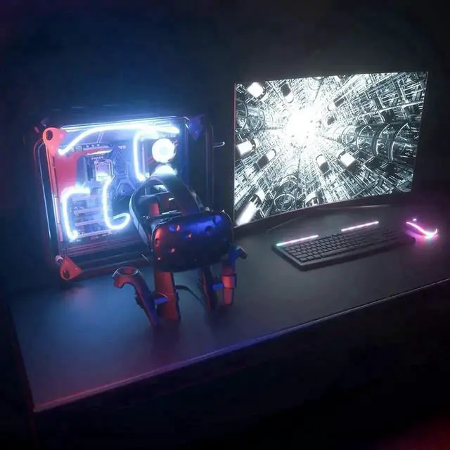 Alt view image 3 of 7 - JAENFONG VR Stand, Headset Display Holder and Controller Holder Mount Station for Oculus Quest/Quest 2/Rift/Rift S/GO/HTC Vive/Vive Pro/Valve Index VR Headset and Touch Controllers