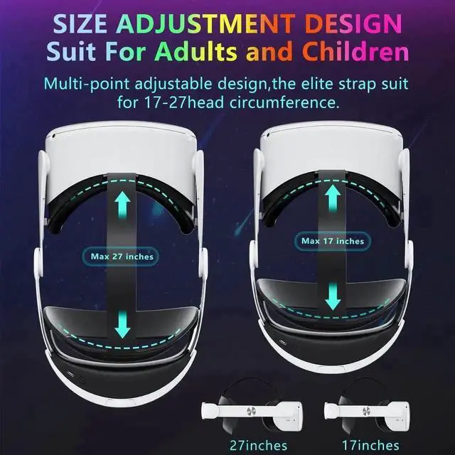 Alt view image 7 of 7 - VR Head Strap with Battery for Oculus Quest 2, 10000mAh Battery Pack Extend 8H Playtime, Fast Charging VR Power, Adjustable Elite Strap Replacement Accessories for Oculus/Meta Quest 2
