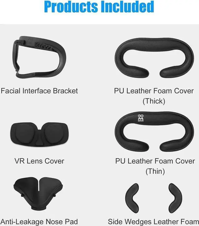 Alt view image 4 of 7 - Resilient VR Facial Vent Soft Interface Bracket & Anti-Leakage Light PU Leather Foam Face Cover Replacement Pad Custom Comfort Accessories 7-Piece Set for Oculus Quest 2 (7-in-1)