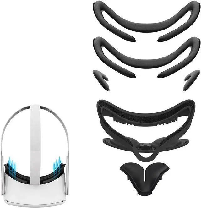 Main image of Resilient VR Facial Vent Soft Interface Bracket & Anti-Leakage Light PU Leather Foam Face Cover Replacement Pad Custom Comfort Accessories 7-Piece Set for Oculus Quest 2 (7-in-1)