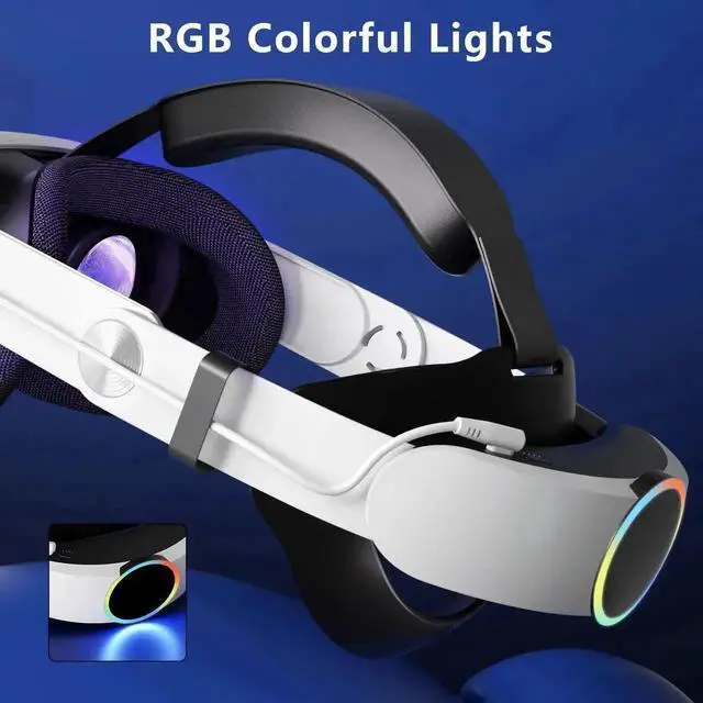 Alt view image 4 of 6 - JAENFONG VR Head Strap Compatible with Me-ta Quest 3, RGB Light Elite Strap with 10000mAh Battery for O-culus/Me-ta Quest 3 Accessories, Extend Playtime & Enhanced Support for Quest 3
