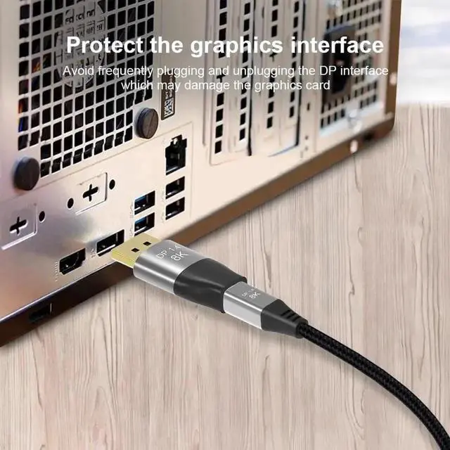 Alt view image 2 of 6 - JAENFONG Mini DP to DisplayPort 8K Adapter 8K(7680x4320)@60Hz 4K@144Hz DisplayPort 1.4 Bi-Directional Transmission DisplayPort to Mini DisplayPort 8K Cable, Mini dp Female to DP Male Connector, 1 Pack