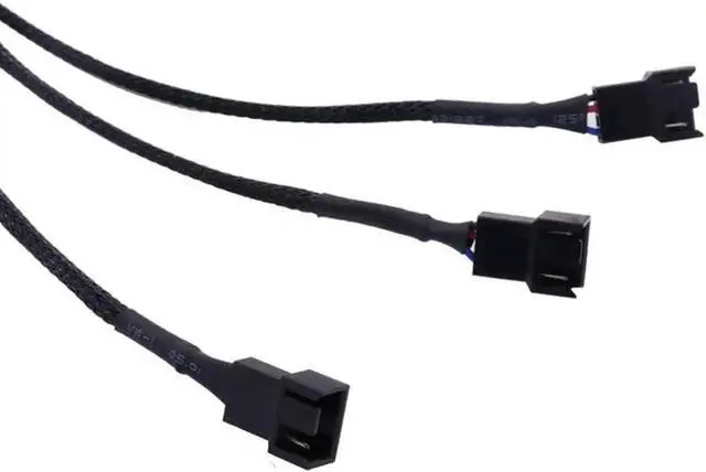 Alt view image 2 of 6 - JAENFONG PWM Fan Splitter Adapter Cable Sleeved Braided Y Splitter Computer PC 4 Pin Fan Extension Power Cable 1 to 3 Converter 10.6 inches 1-Pack